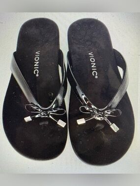 Vionic Women's Bella Toe Post Sandal, Black; Sz: 8; Like NEW